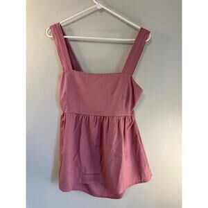 2 Hears Linen Women's Large Warm Blush Linen Flowy, Open Back Tie Tank Top